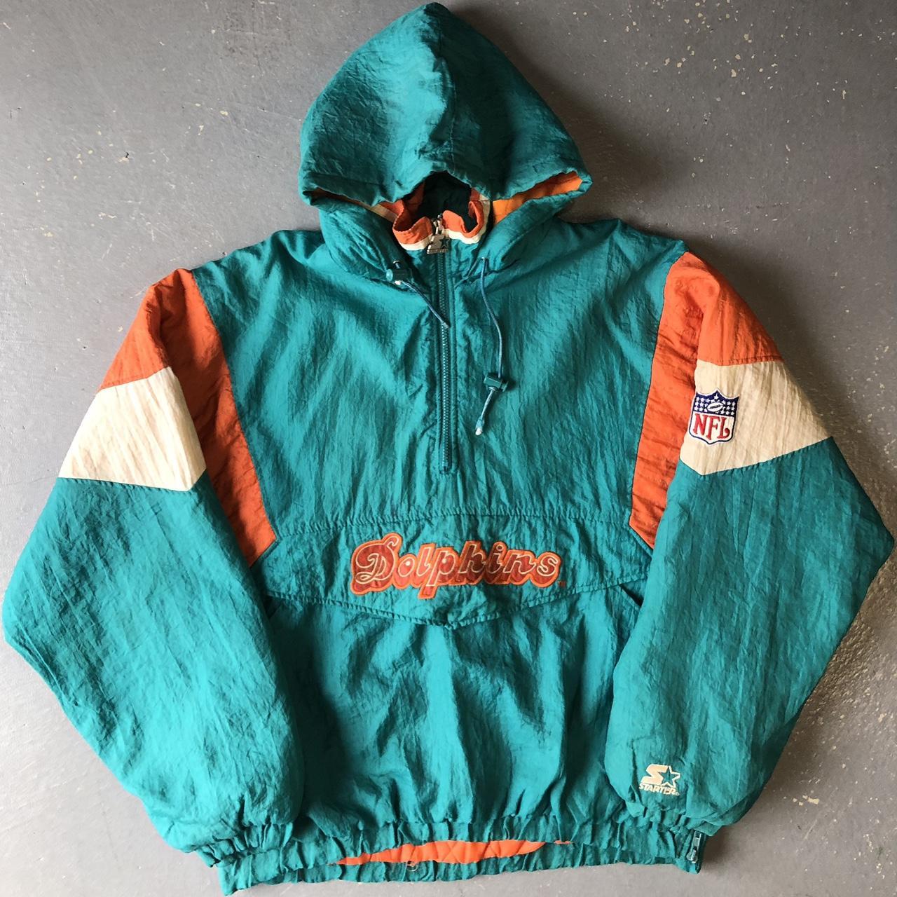 1990's NFL x STARTER MIAMI DOLPHINS WIND-BREAKER... - Depop