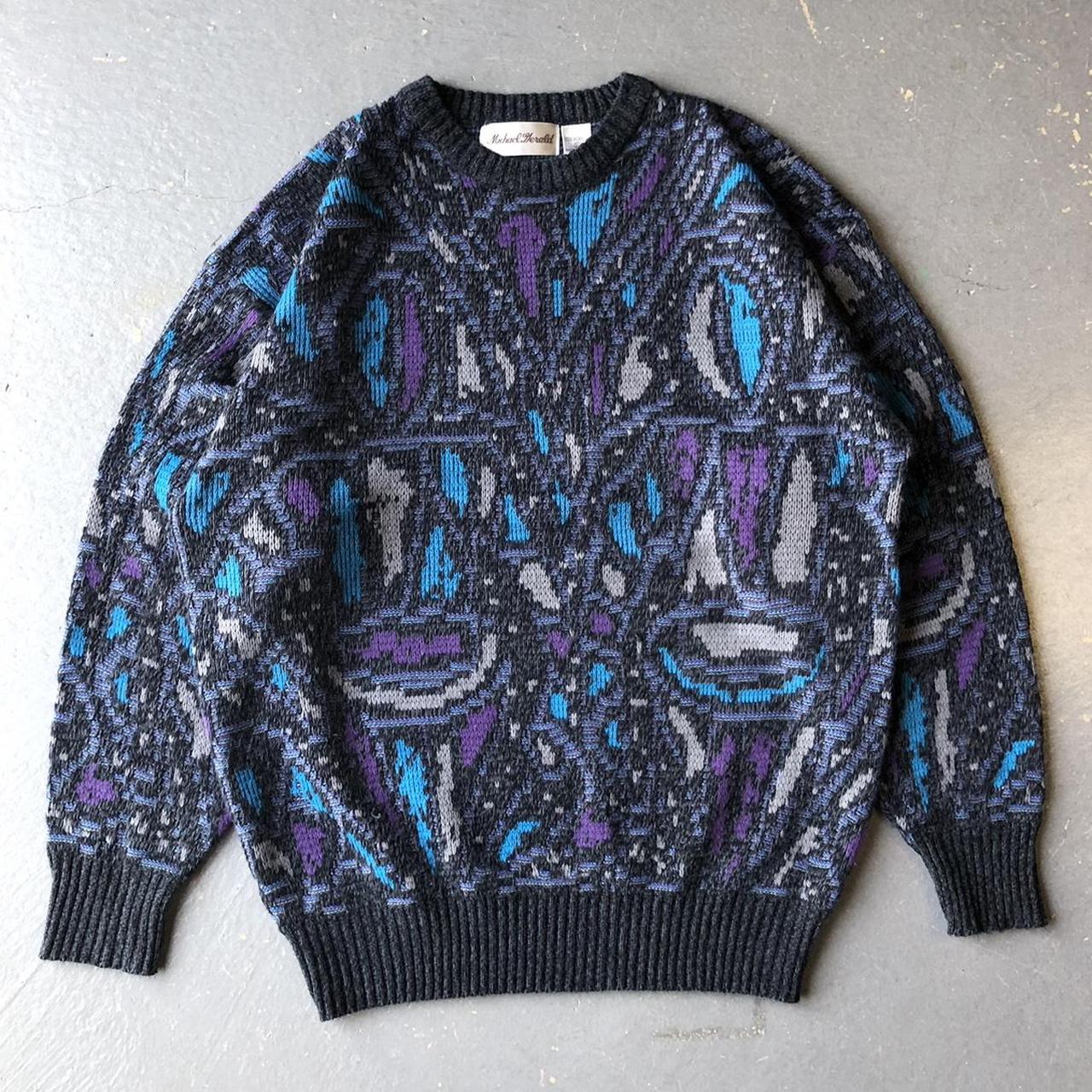 1990's FUNKY PATTERNED DISCO SWEATER - A nice mix of... - Depop