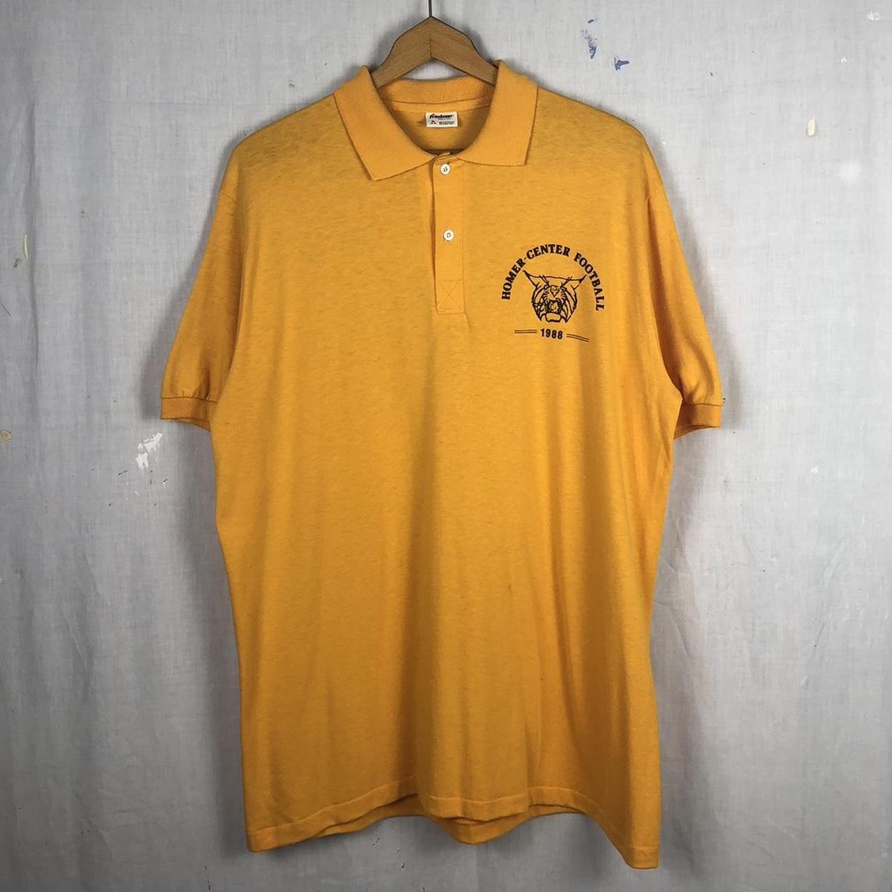 1988 Homer-Center Football yellow polo top - Made... - Depop