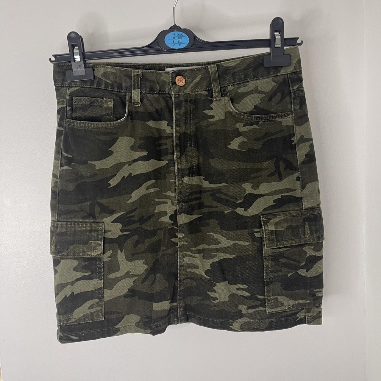 New look army denim camouflage cargo skirt. SIZE 10. - Depop