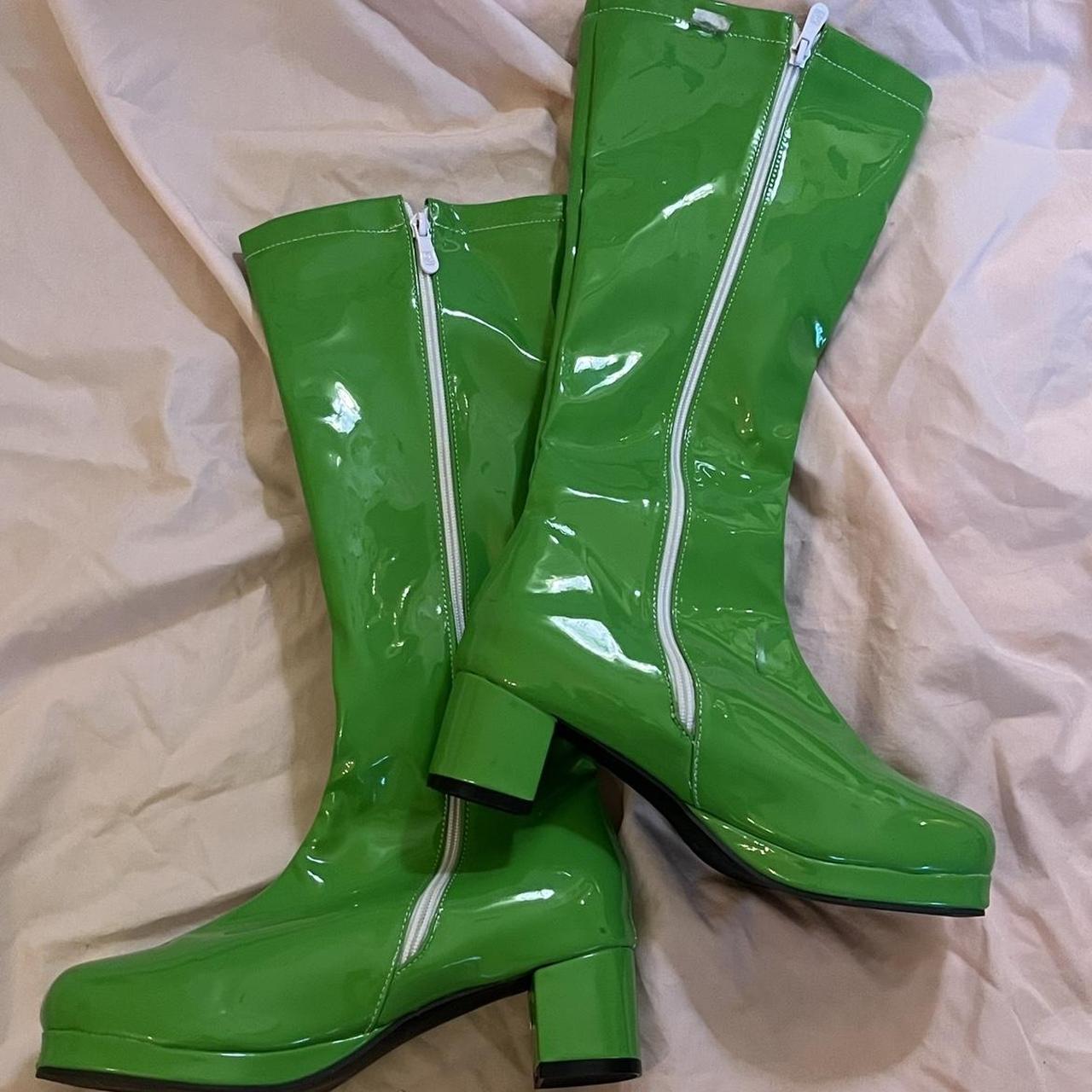 brand new unbranded green gogo boots-size 8.5 🪩🪩🪩... - Depop