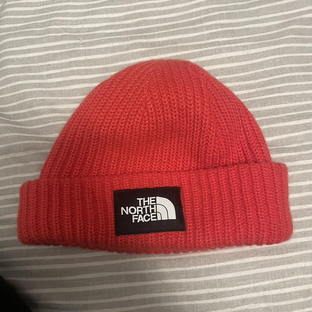 north face red/orange beanie best suited so a... - Depop