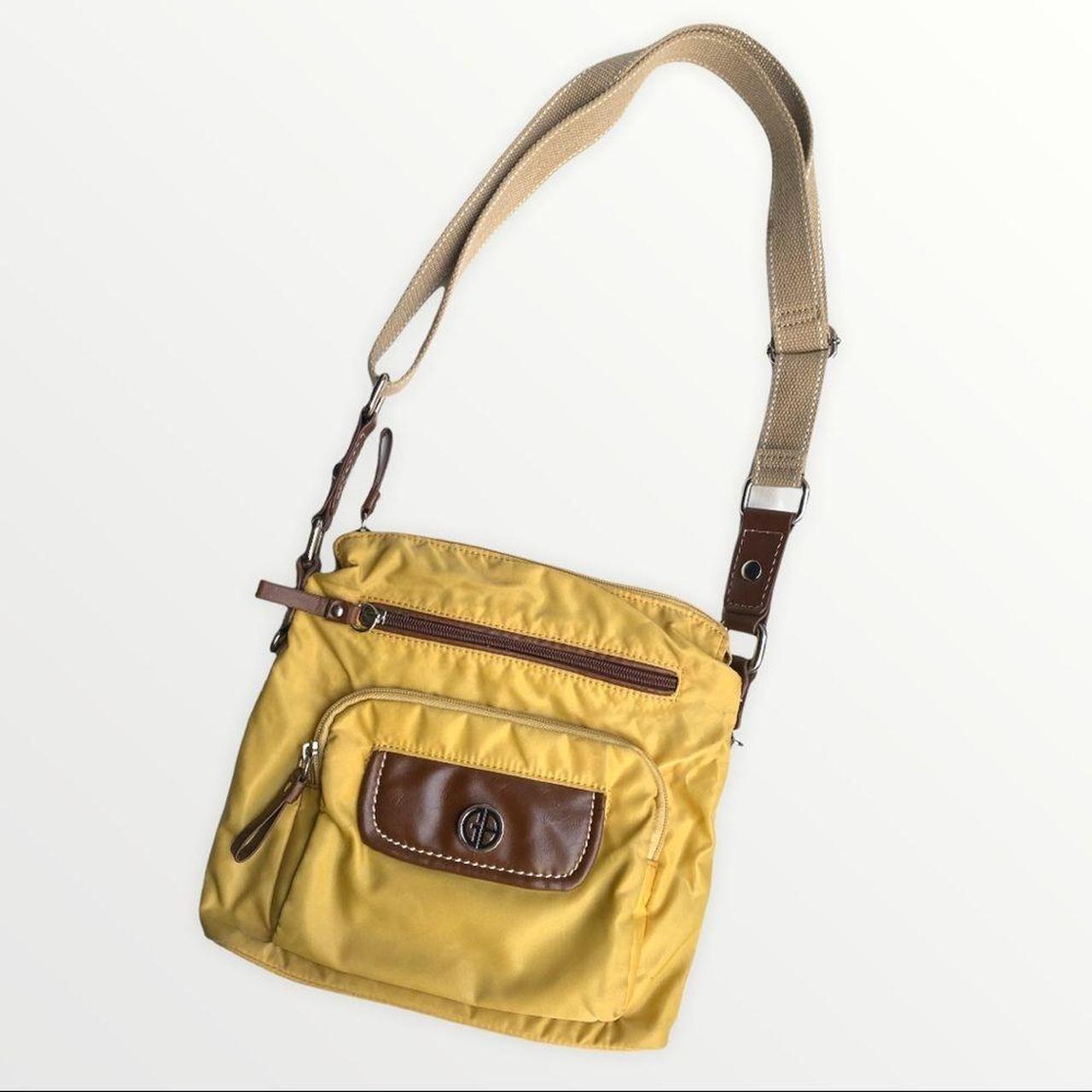 Giani Bernini Gold Logo Faux Leather Crossbody Handbag Purse
