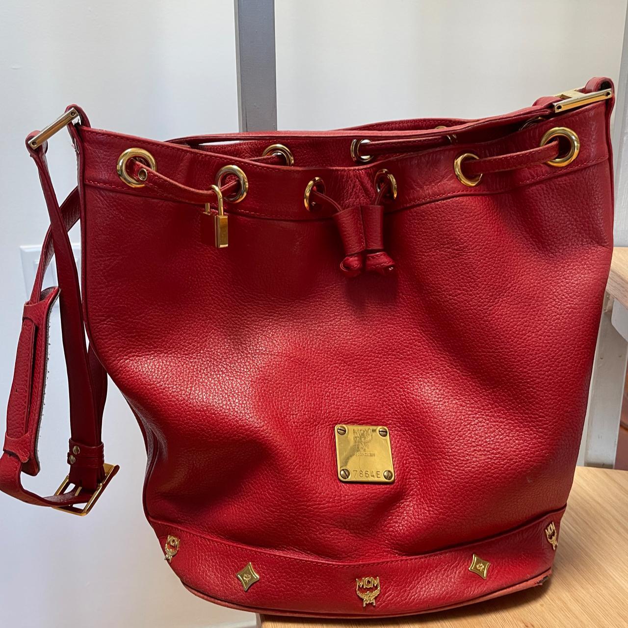 Vtg Mcm Red Leather Purse