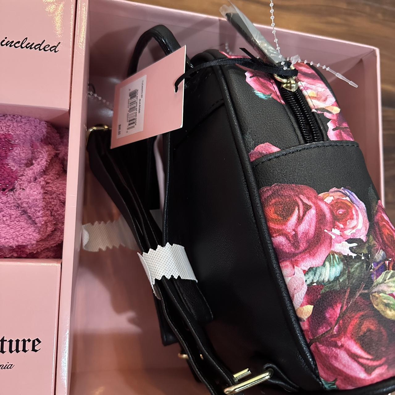 Shops New Black and pink floral small juicy couture backpack