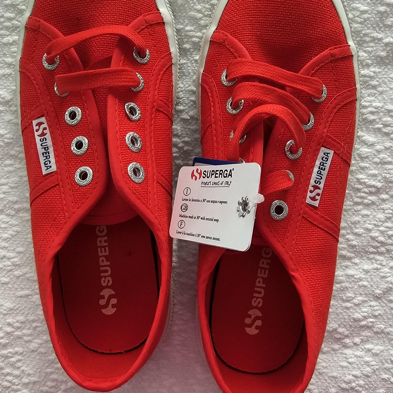 Superga Red Womens Size 6 Brand New (marks on soles... - Depop