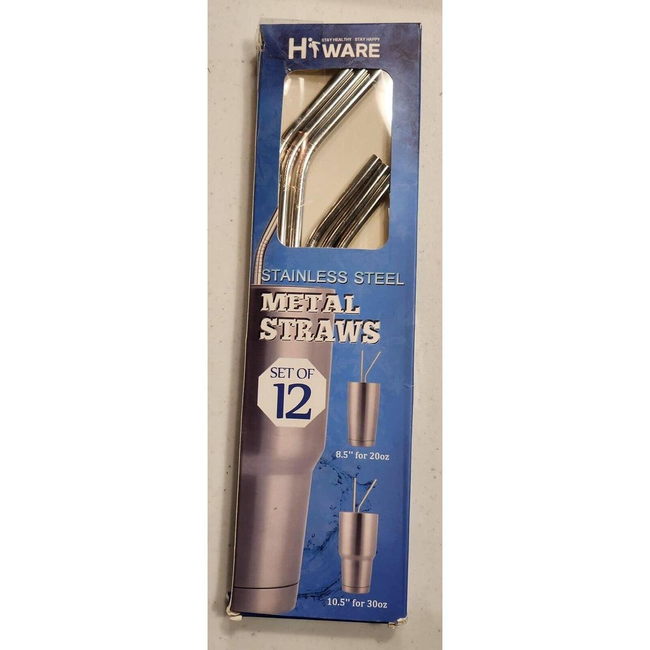  Hiware 12-Pack Reusable Stainless Steel Metal Straws