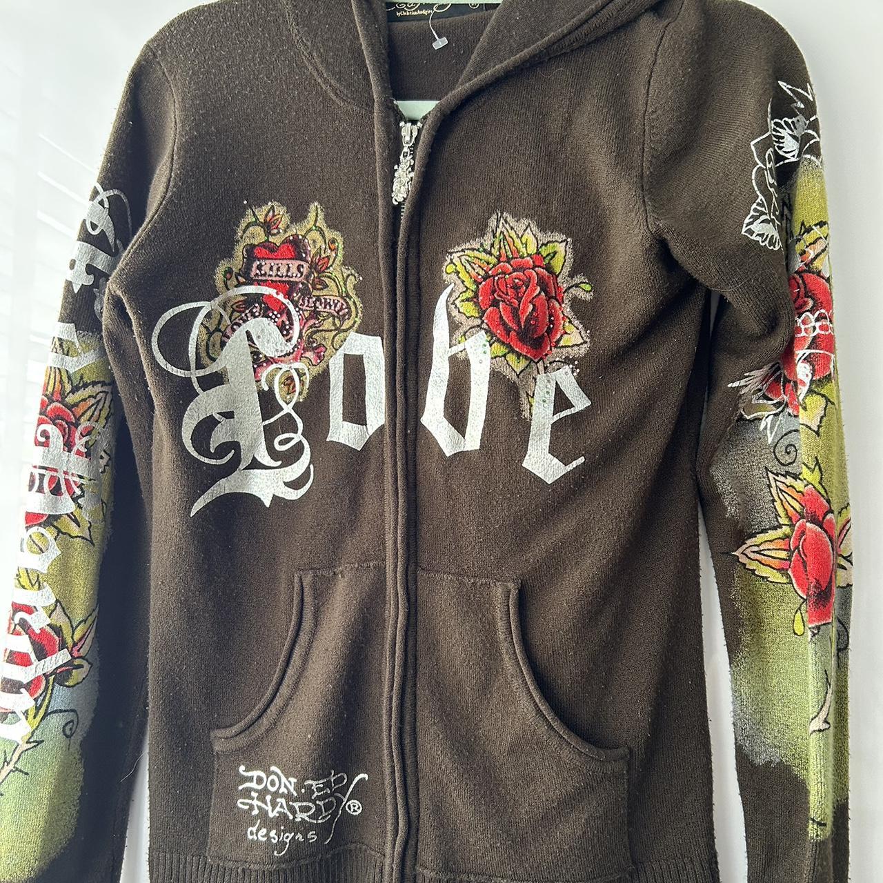 Vintage Ed Hardy zip up hoodie. In excellent... - Depop