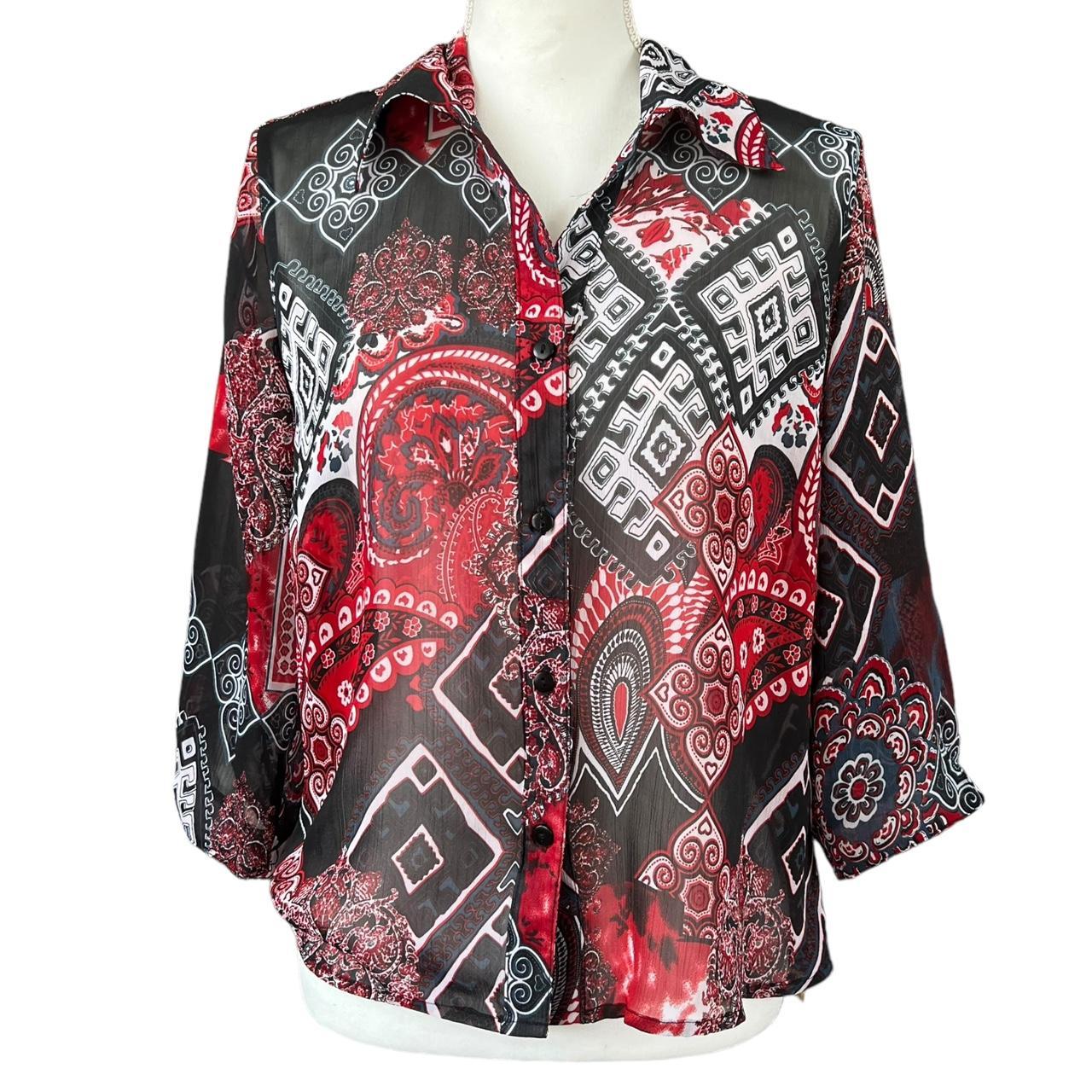 VTG 90s apparenza sheer blouse bandana print women... | Depop, image size:1280x1280