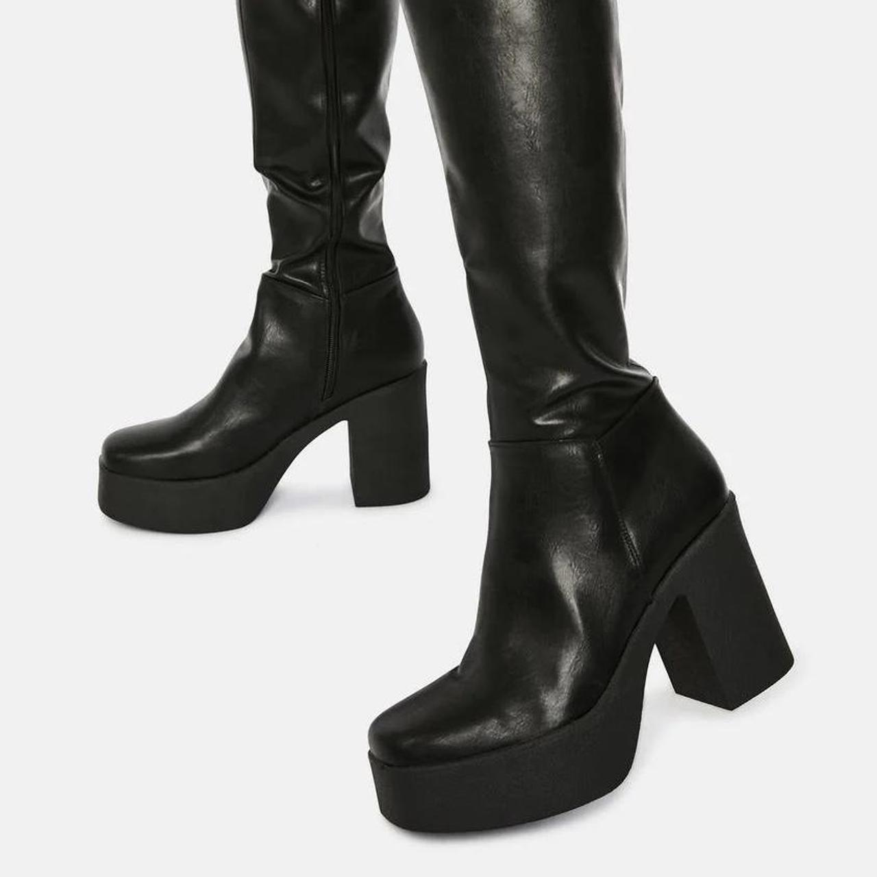 LAMODA Knee High Platform Boots Vegan... - Depop