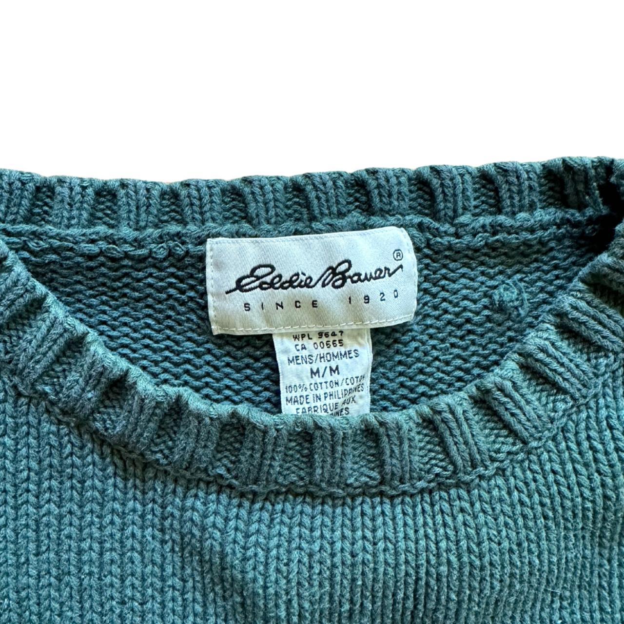 Vintage Eddie Bauer green chunky green knit sweater.... - Depop