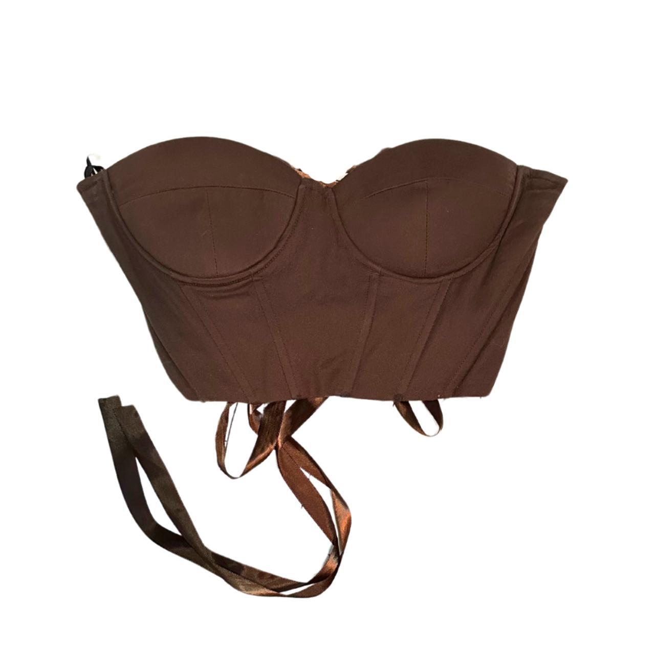 Shein brown corset top lace up with ribbon. Super... Depop