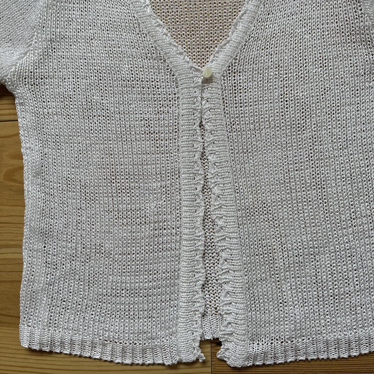 Vintage Sag Harbor Crochet Short Sleeve Cardigan... Depop