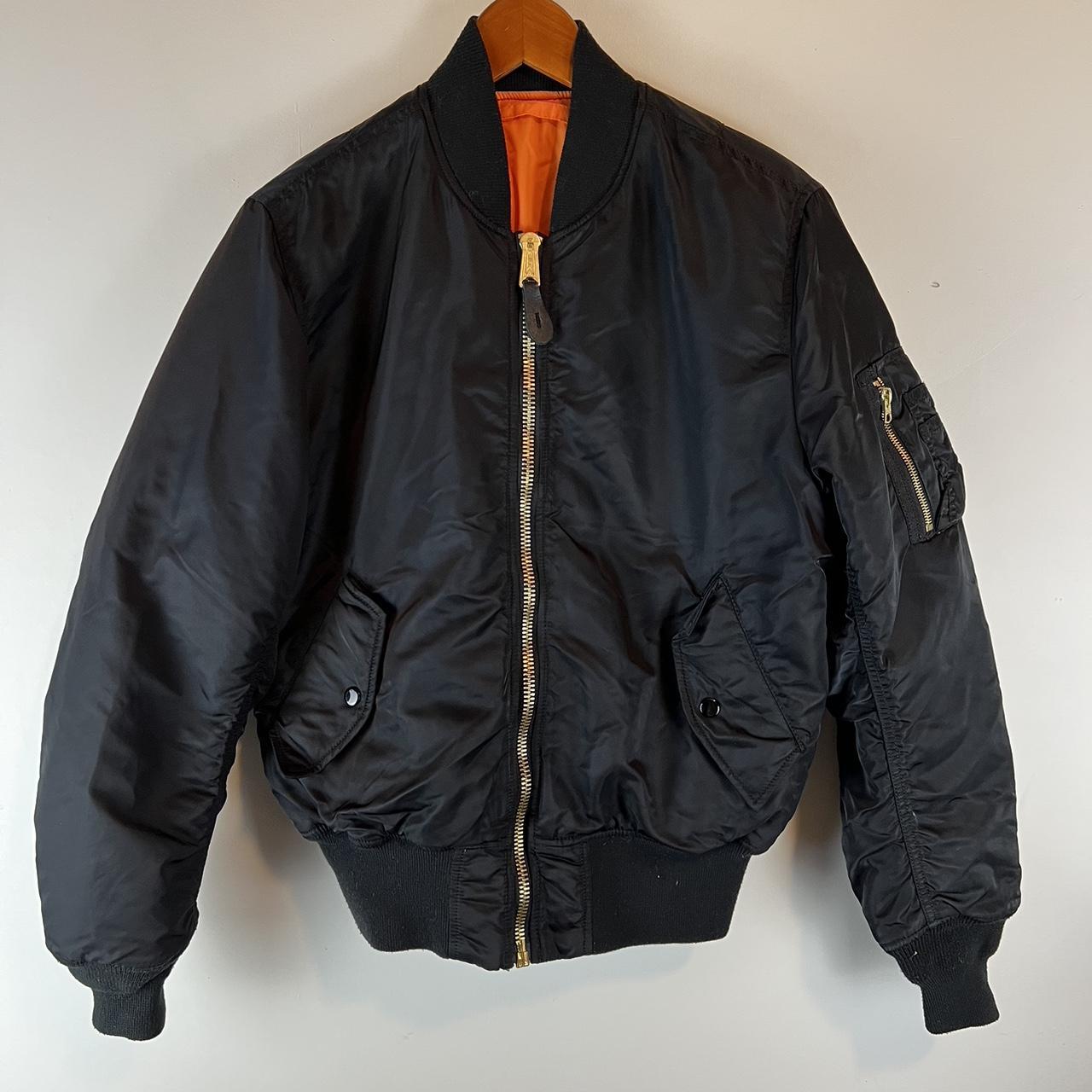 Alpha Industries Bomber Jacket Worn with care Pit to... - Depop