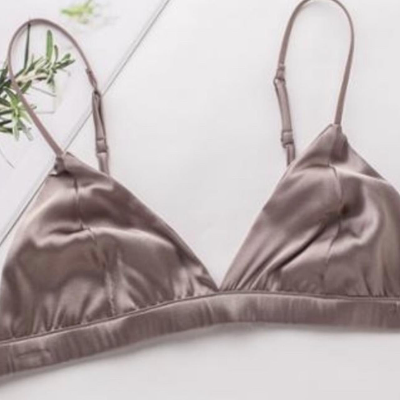 Silk satin bralette in taupe - new With adjustable - Depop
