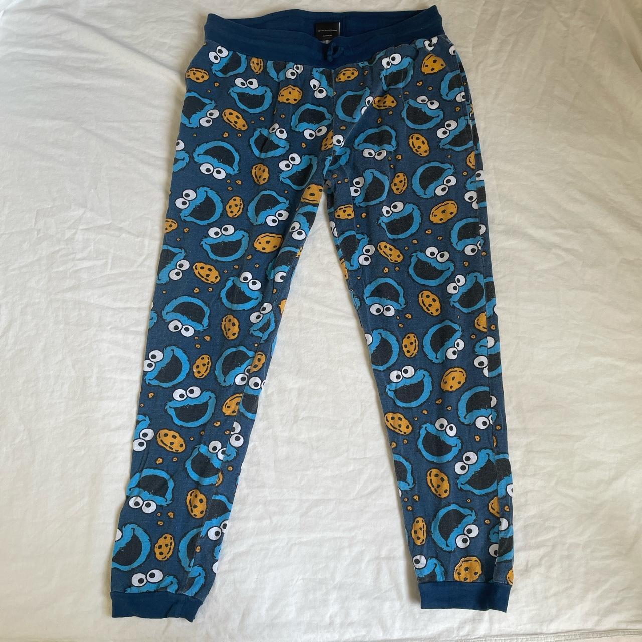 Sesame Street Cookie Monster Pajama Pants, In Good... Depop