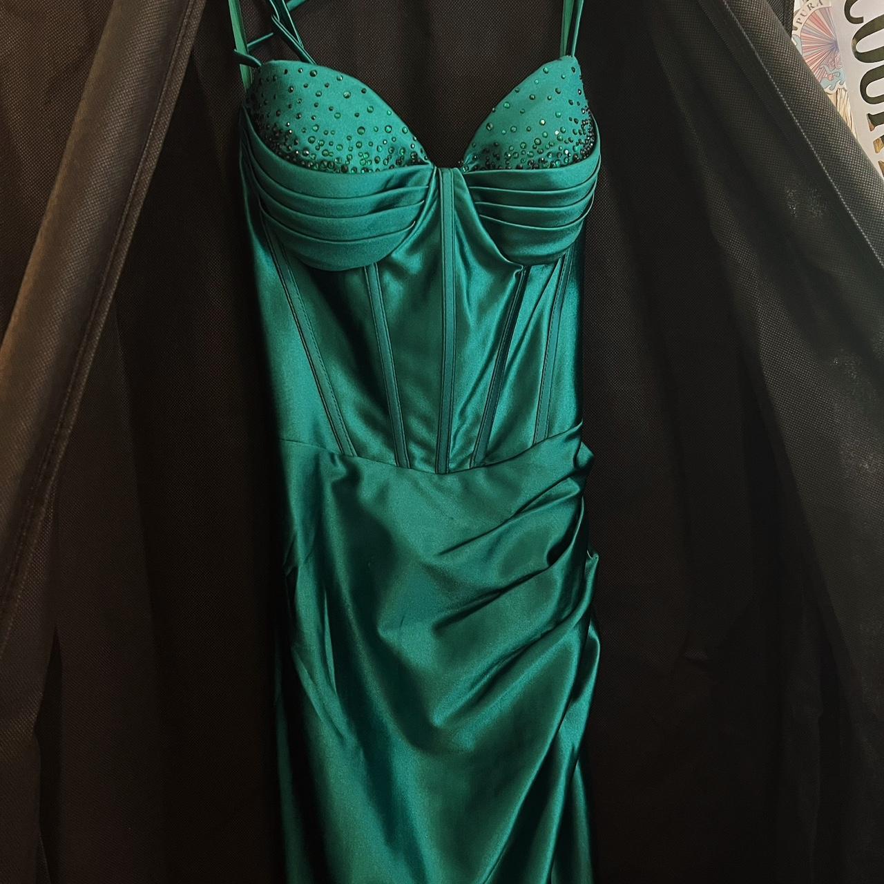 emerald prom dress, worn once in great condition.... - Depop