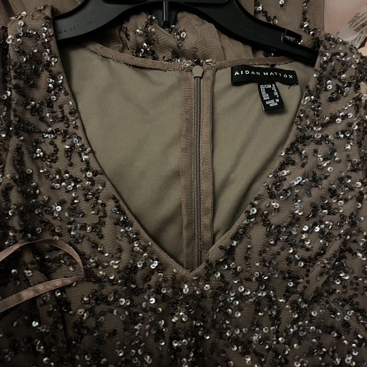 Aidan Mattox Brown Long Formal Sequined Dress Depop