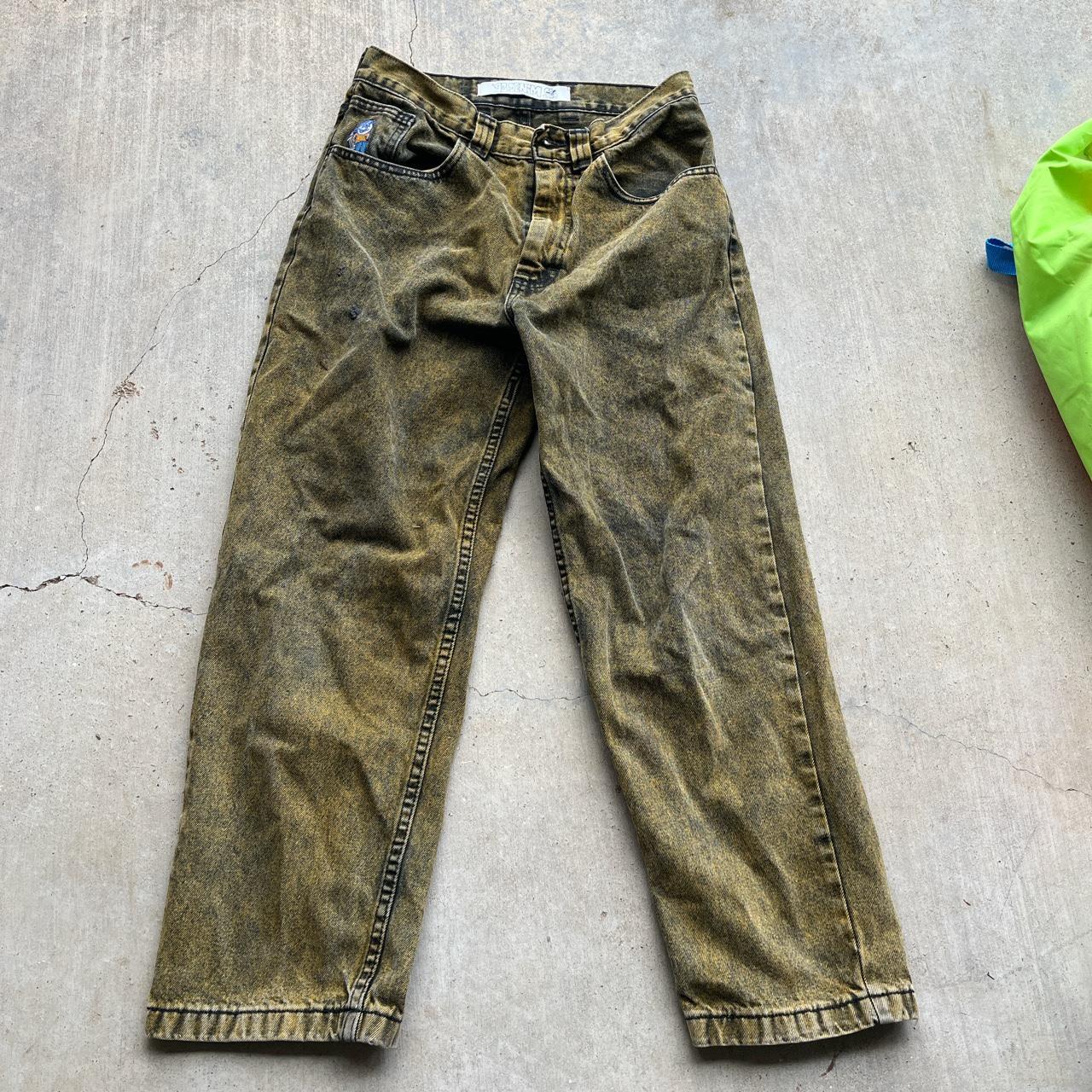 Polar 93 Denim baggy pants Yellow/Black men's size... - Depop