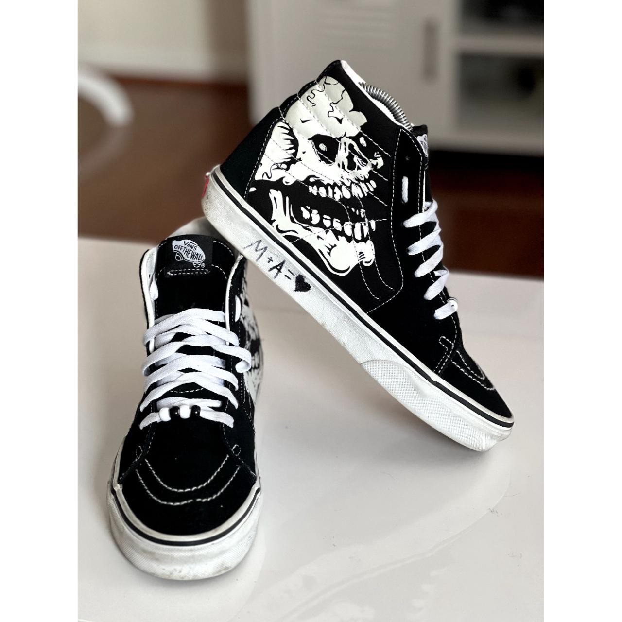 Vans Sk8-Hi TM Glow in the dark skull skate shoes M | Depop