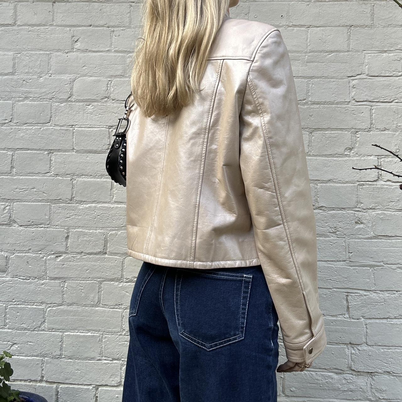 Vintage 00s Fiorelli gold leather jacket genuine... Depop