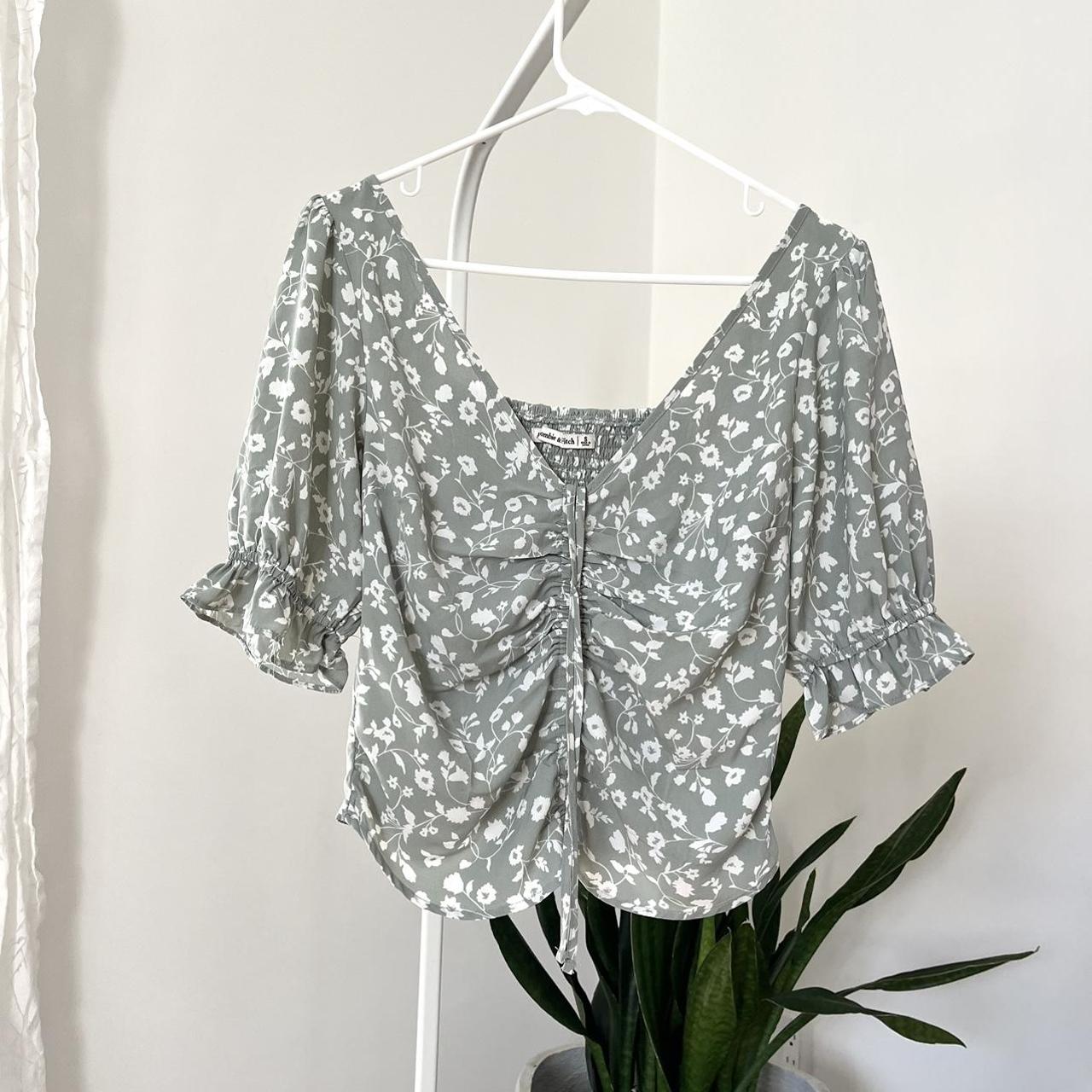 abercrombie pastel green blouse in size small with... Depop
