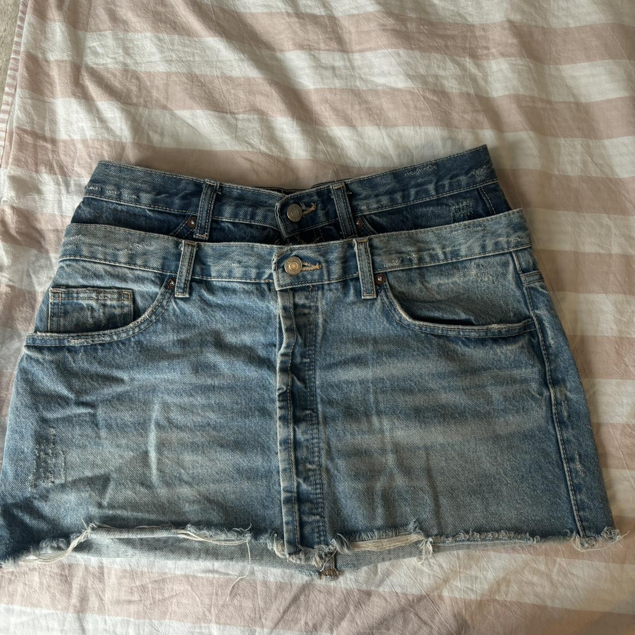 zara double denom skirt worn once size M in... Depop