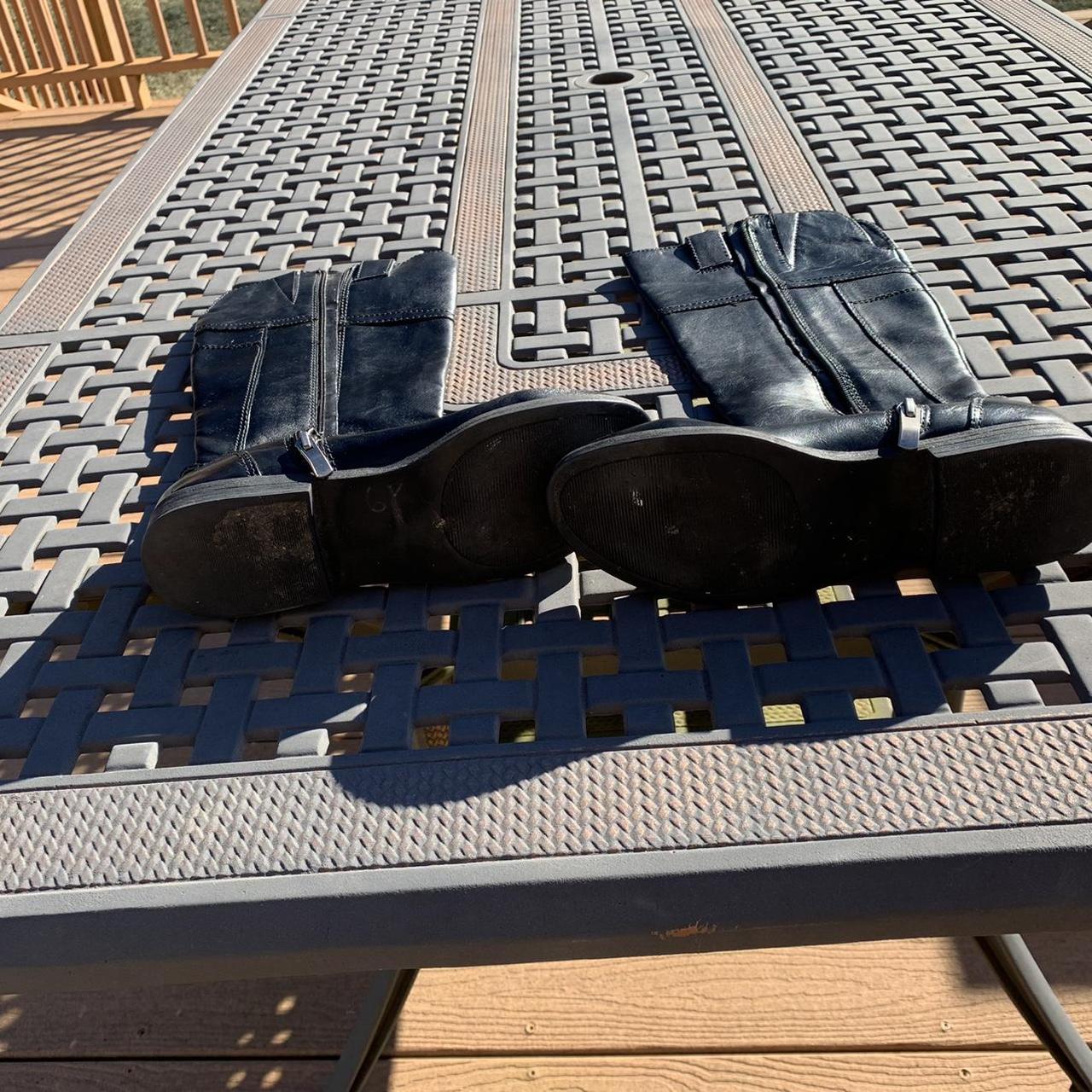 faux leather block heel boots