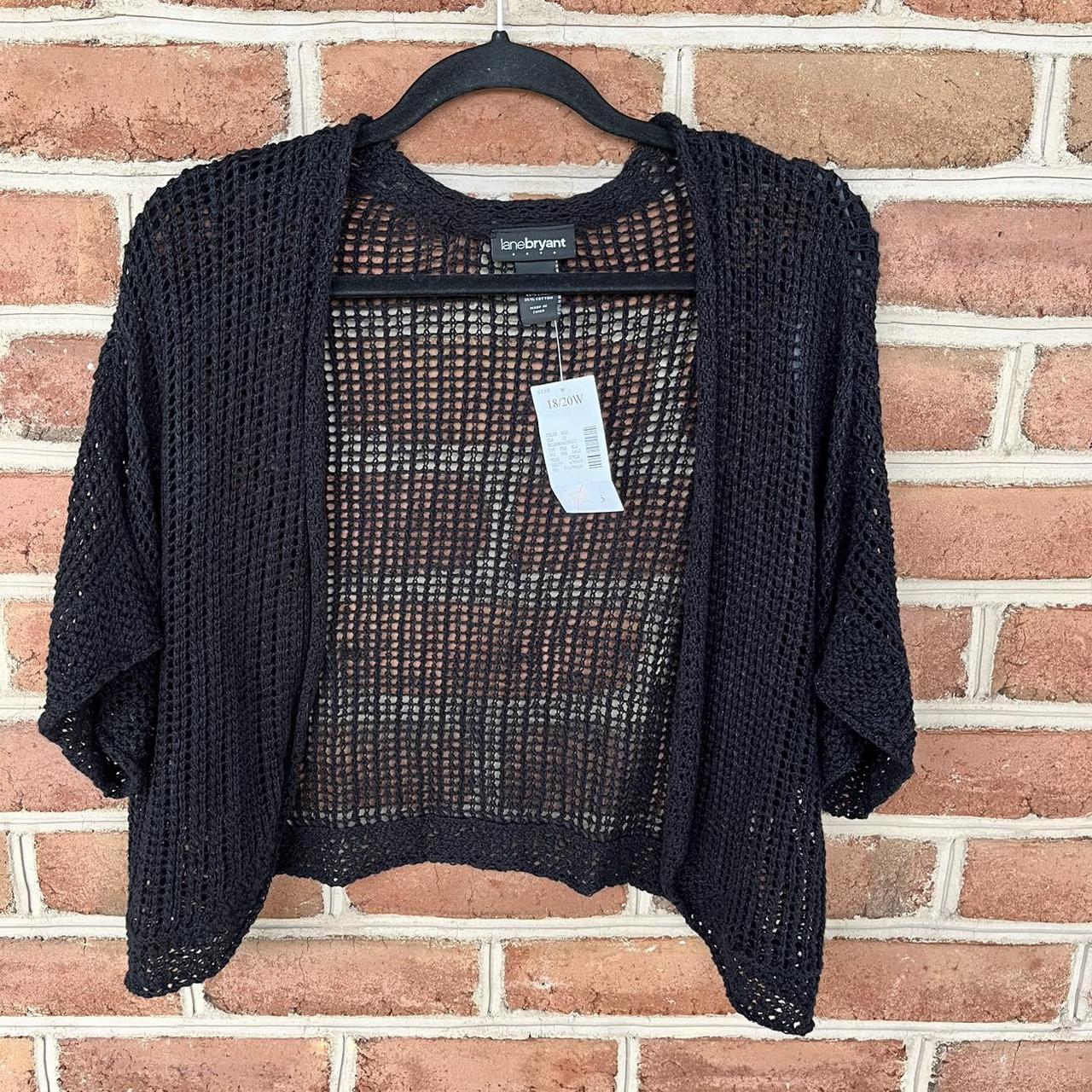 Black crochet open front sweater/cardigan, New