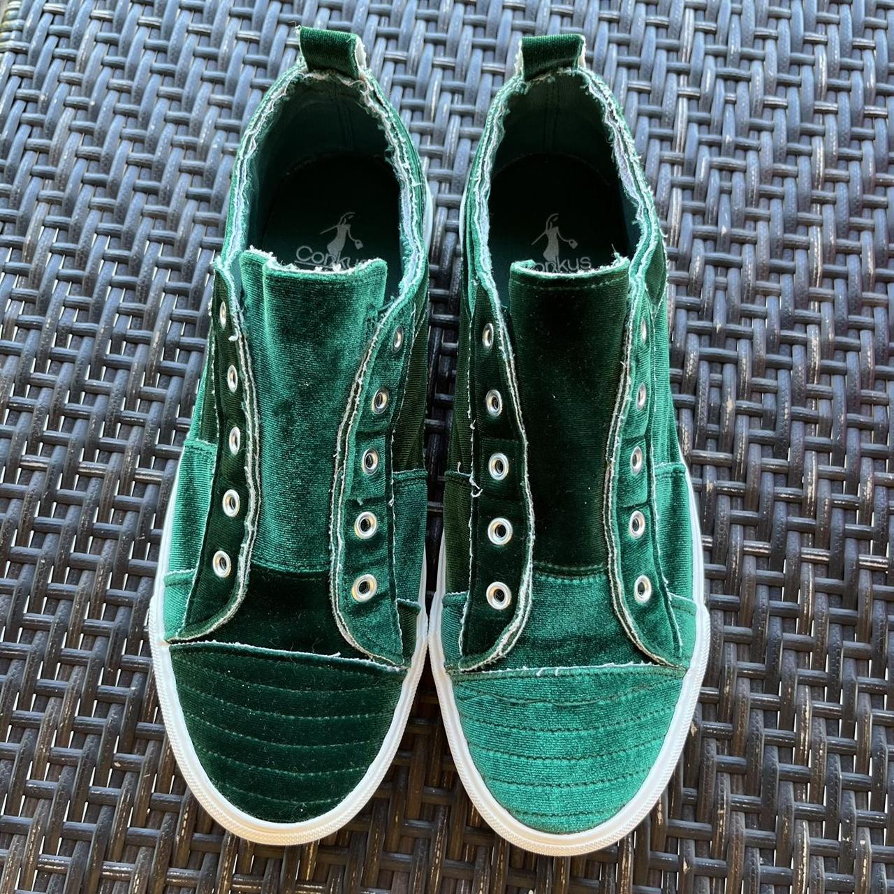 Green velvet trainers on sale