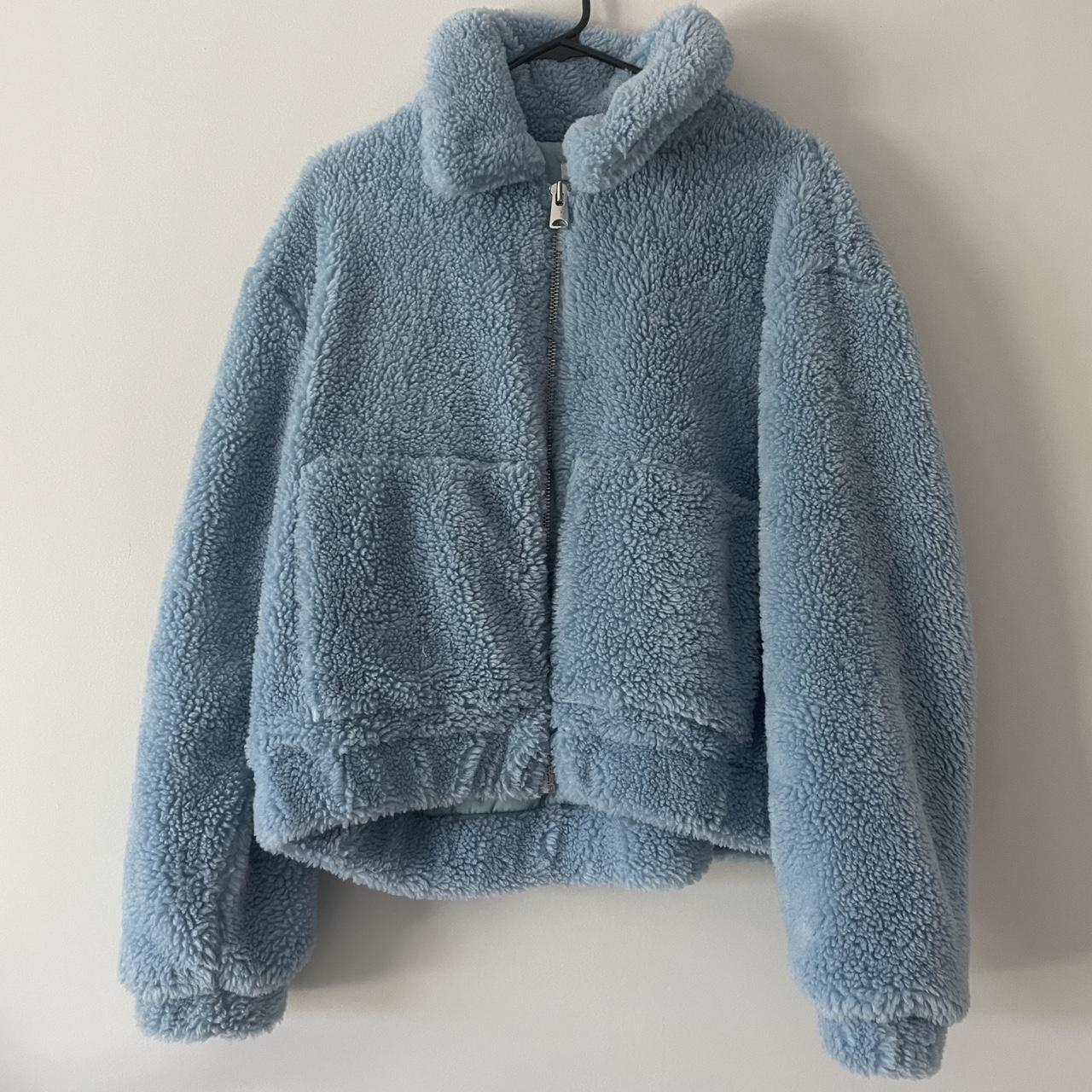 Blue fluffy jacket deals urban outfitters