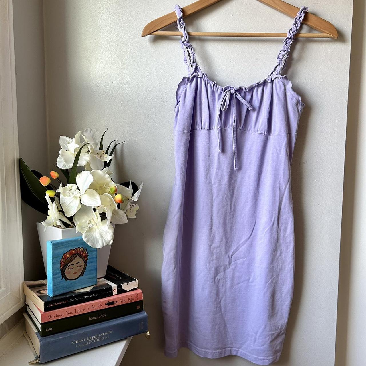 Lavender dress with lettuce hemmed straps and - Depop