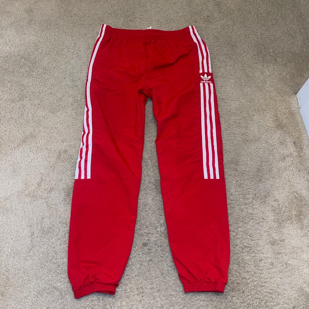 Adidas Red Track Pants Size- Youth Boys 13-14 Large... - Depop