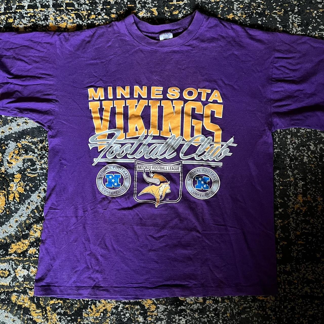 Vintage 90's Minnesota Vikings Tshirt Single stitch, - Depop