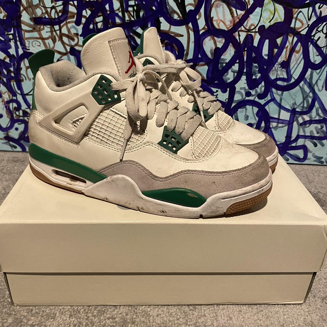 Custom Jordan 4 Size 12 Decreased, Some Heel Drag, - Depop