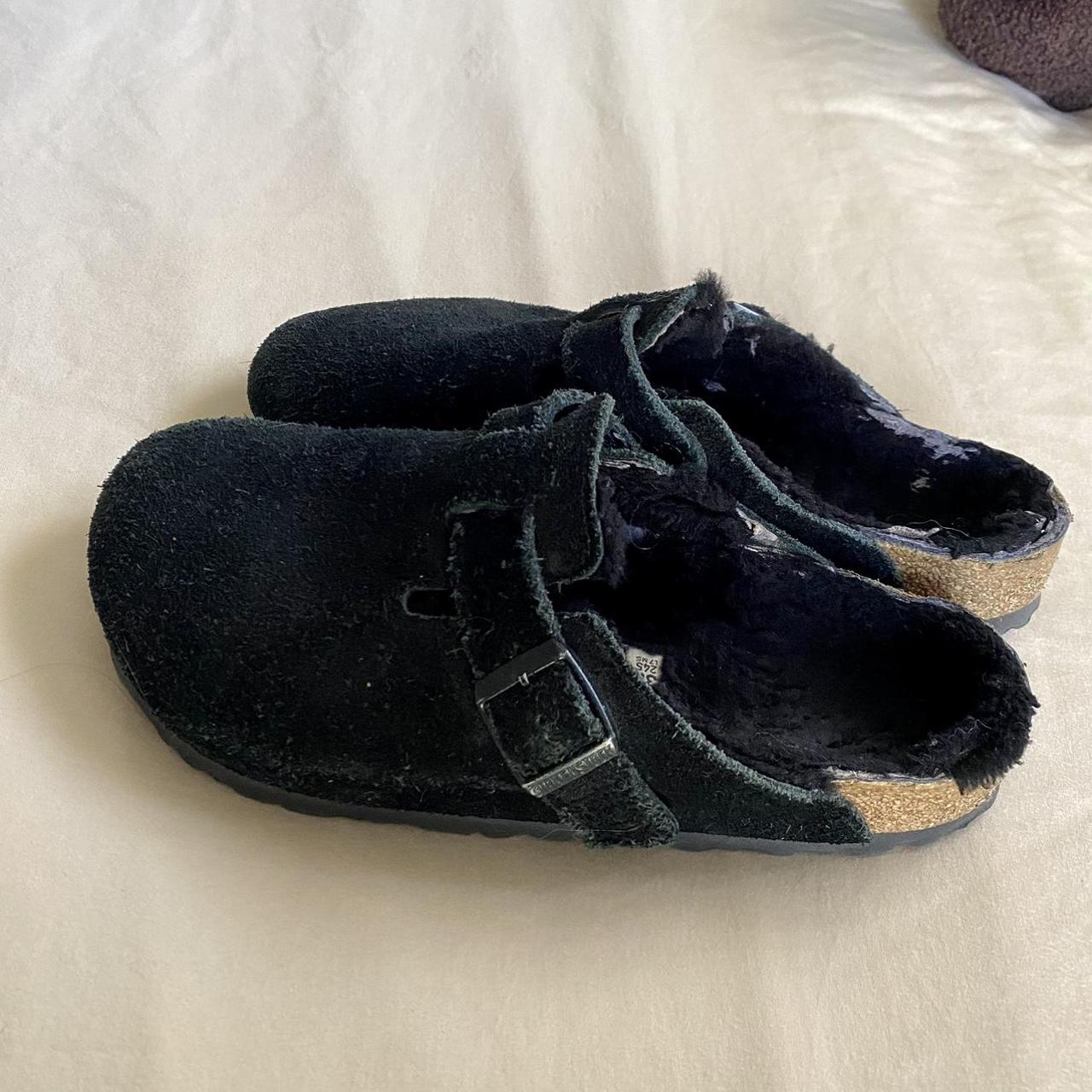 shearling birkenstock clogs