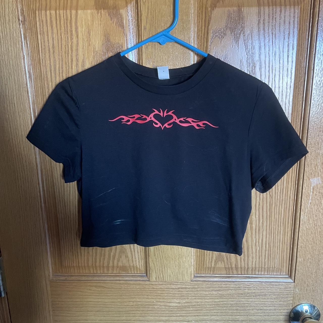 Black graphic tee crop top - Depop