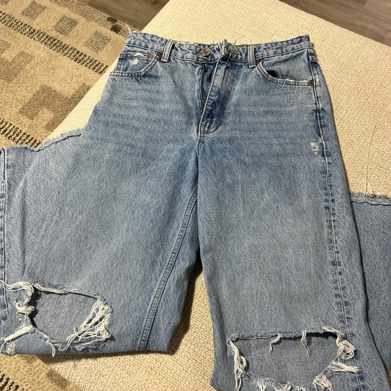 Zara Wide Leg High Rise Jeans Size 6/28 - Depop