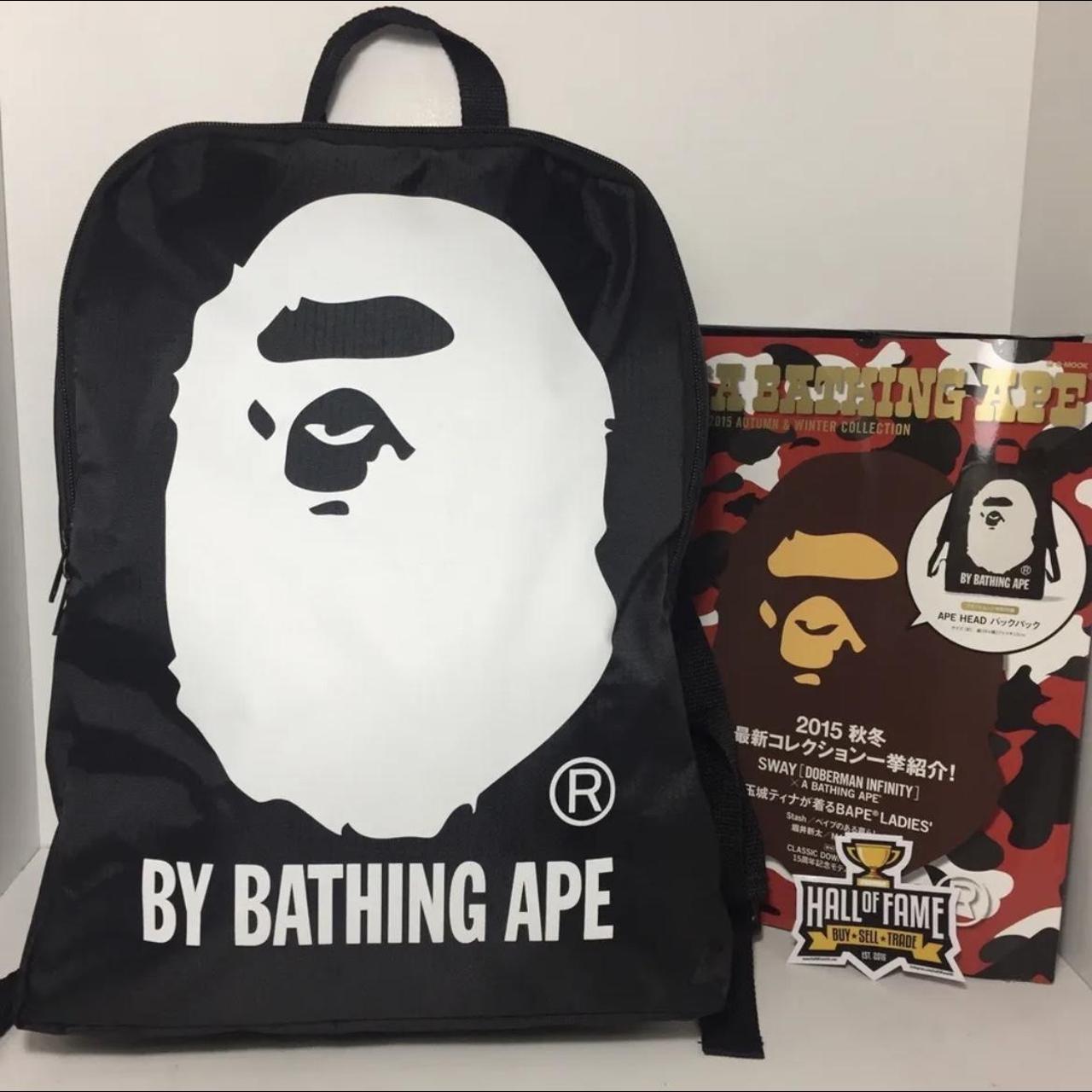 White bape-backpack - Depop