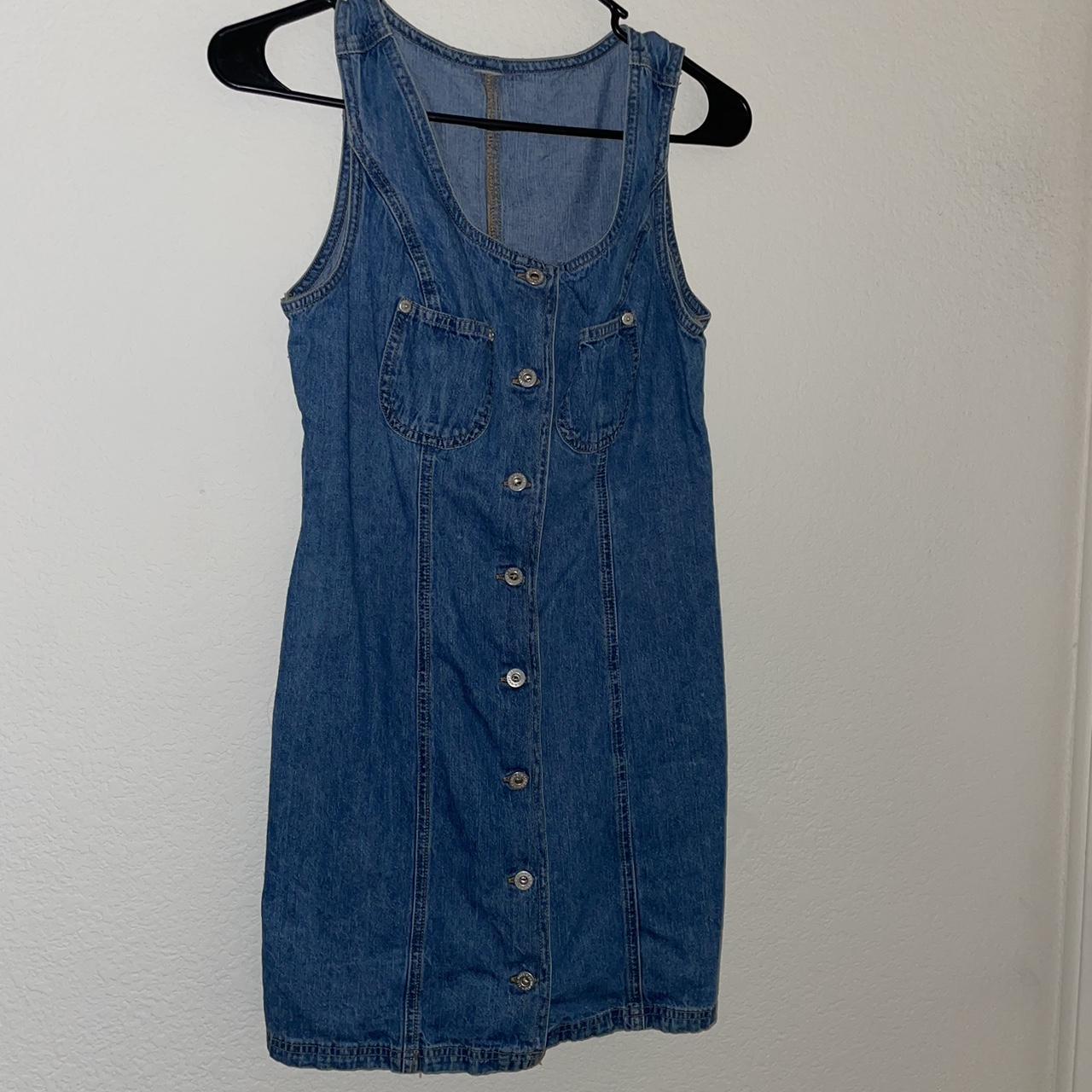 Denim Midi Dress with pockets Size Small/Medium no... - Depop