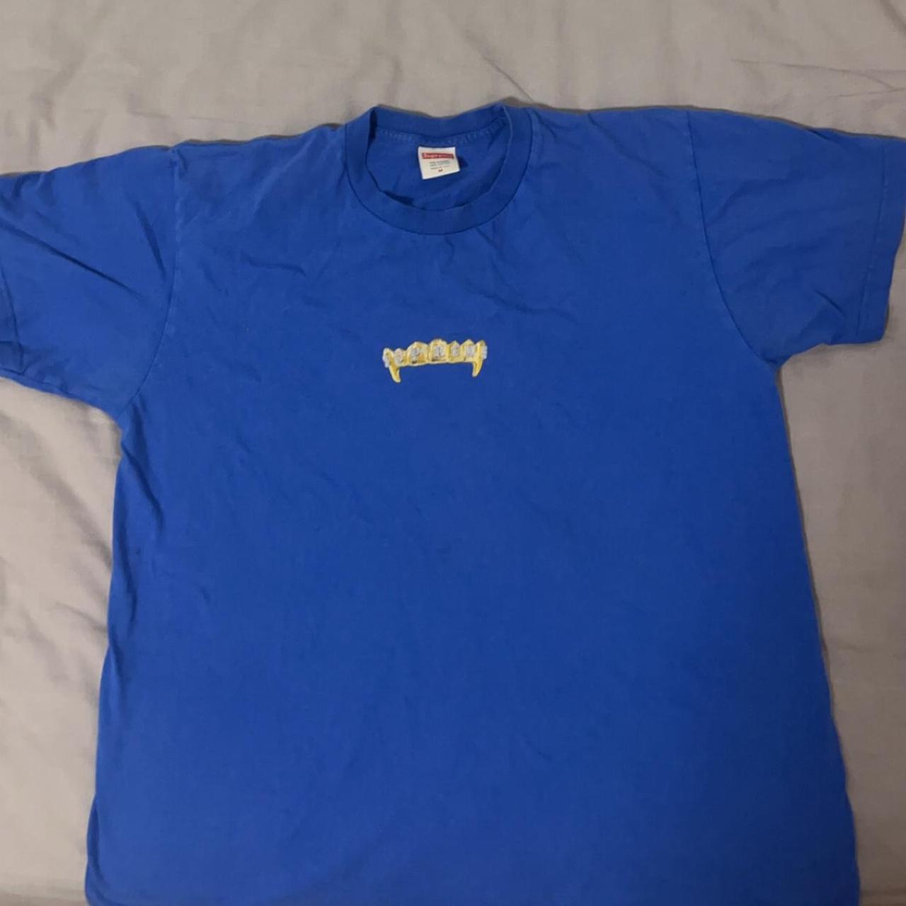 blue supreme grills t shirt slight cracking on... - Depop