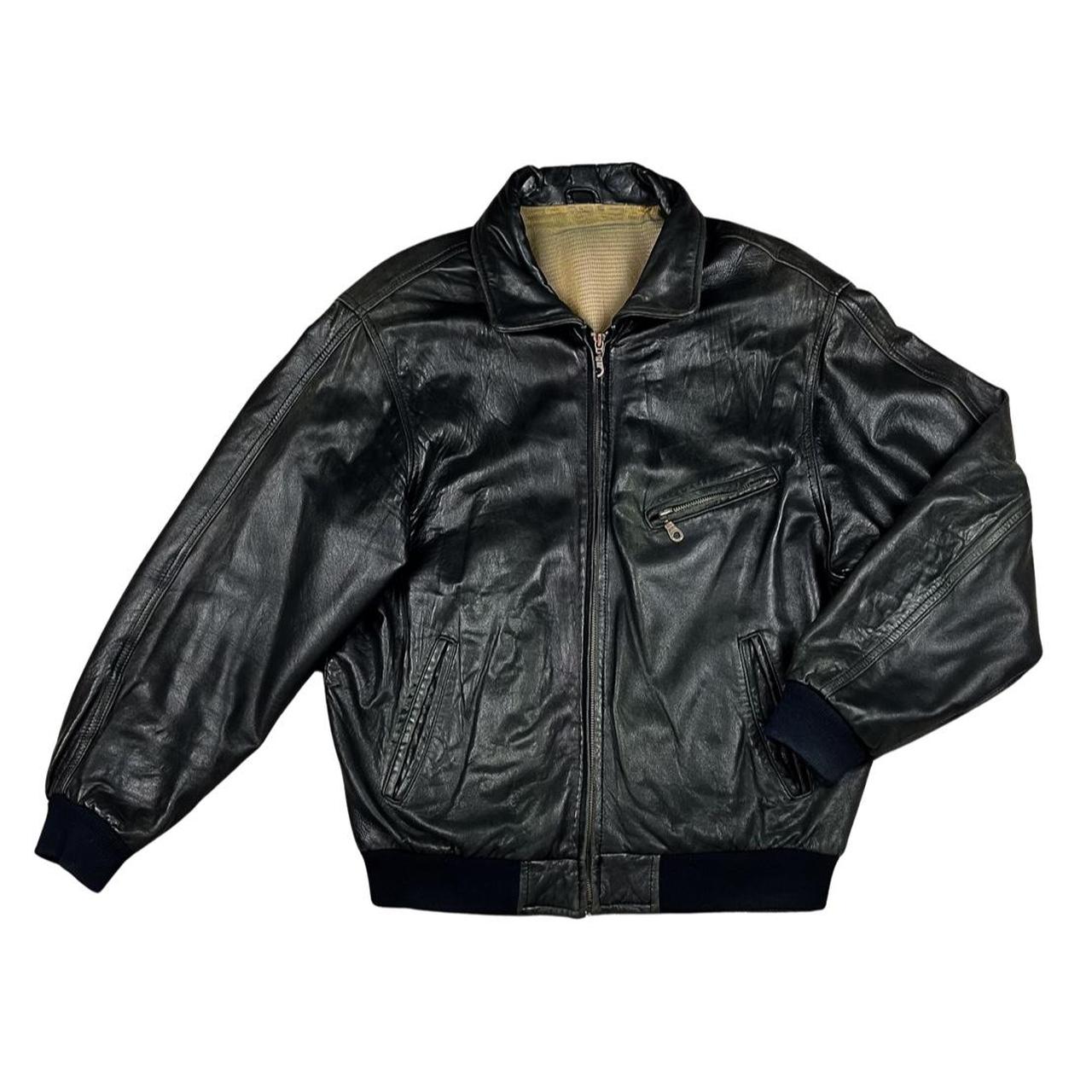 Vintage 90s leather jacket condition 7/10 some... - Depop