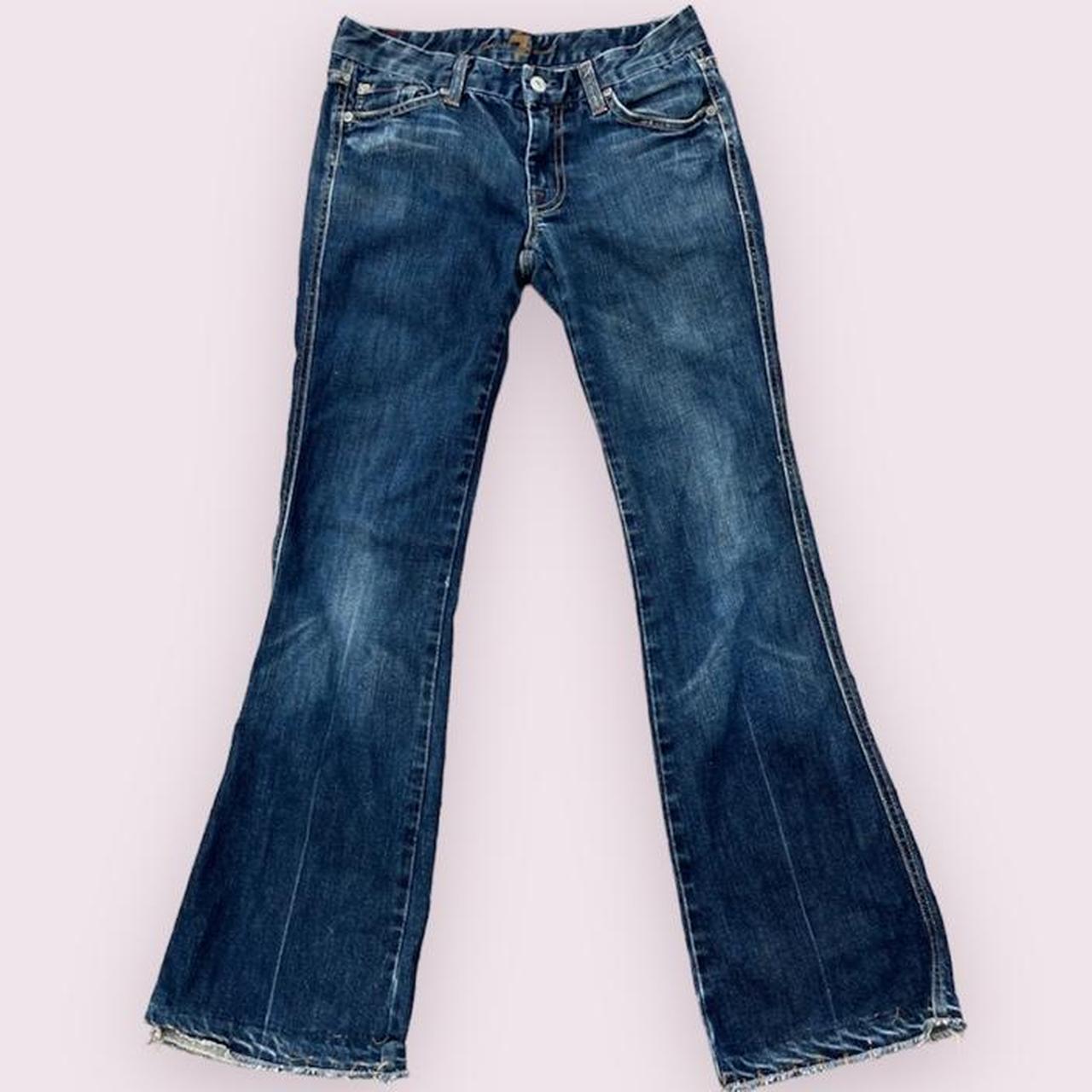 Seven for all mankind boot cut jeans dark wash raw... Depop