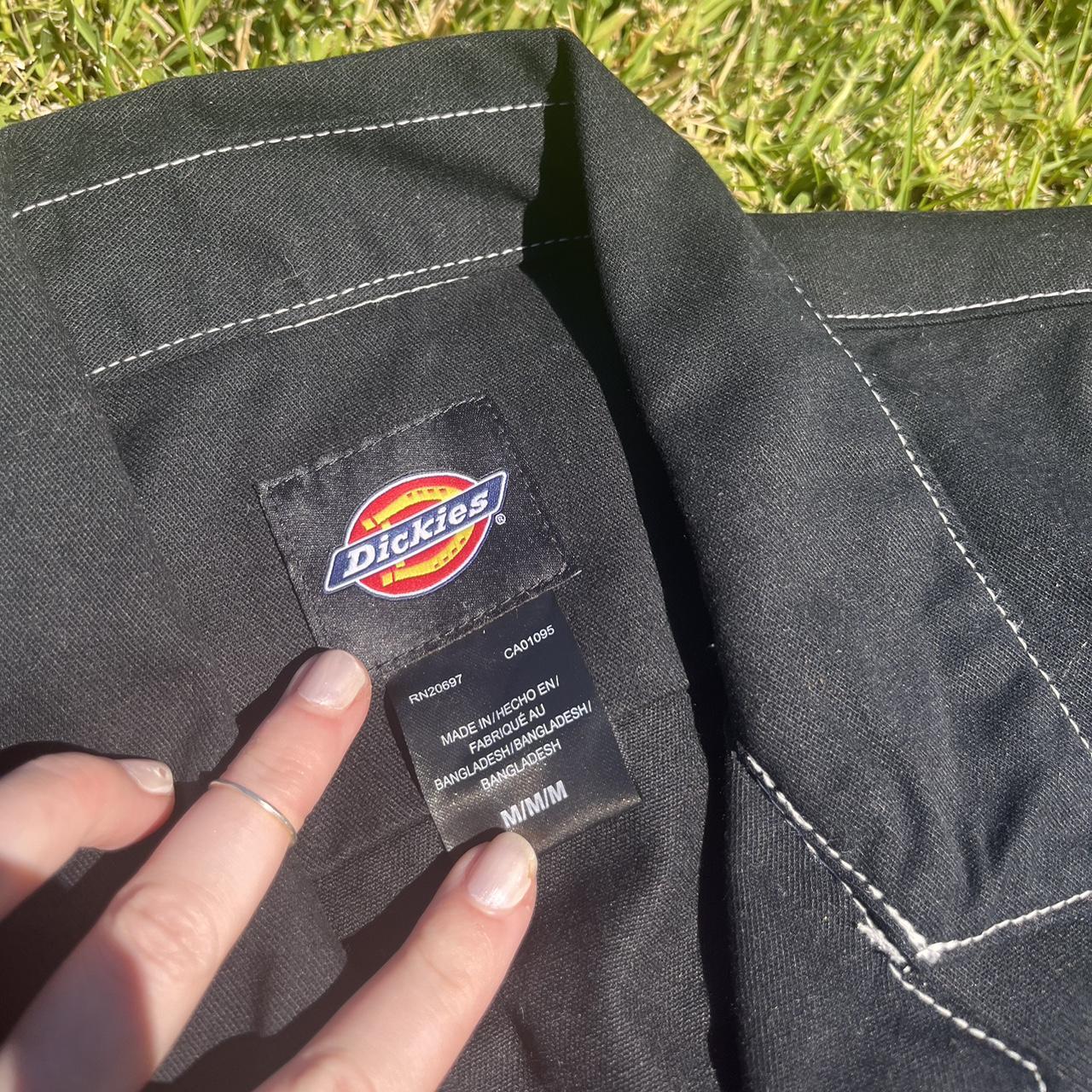 DICKIES unisex black cargo jumpsuit w/ white... Depop