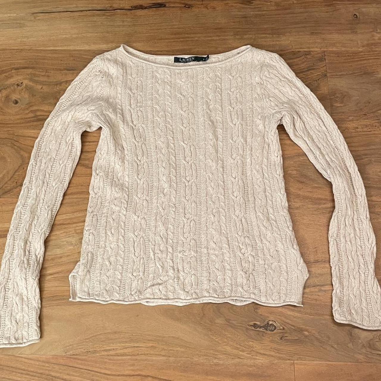 Ralph Lauren Cable Knit Cream Sweater Size... - Depop
