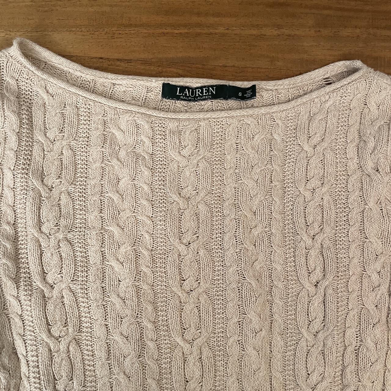 Ralph Lauren Cable Knit Cream Sweater Size... - Depop