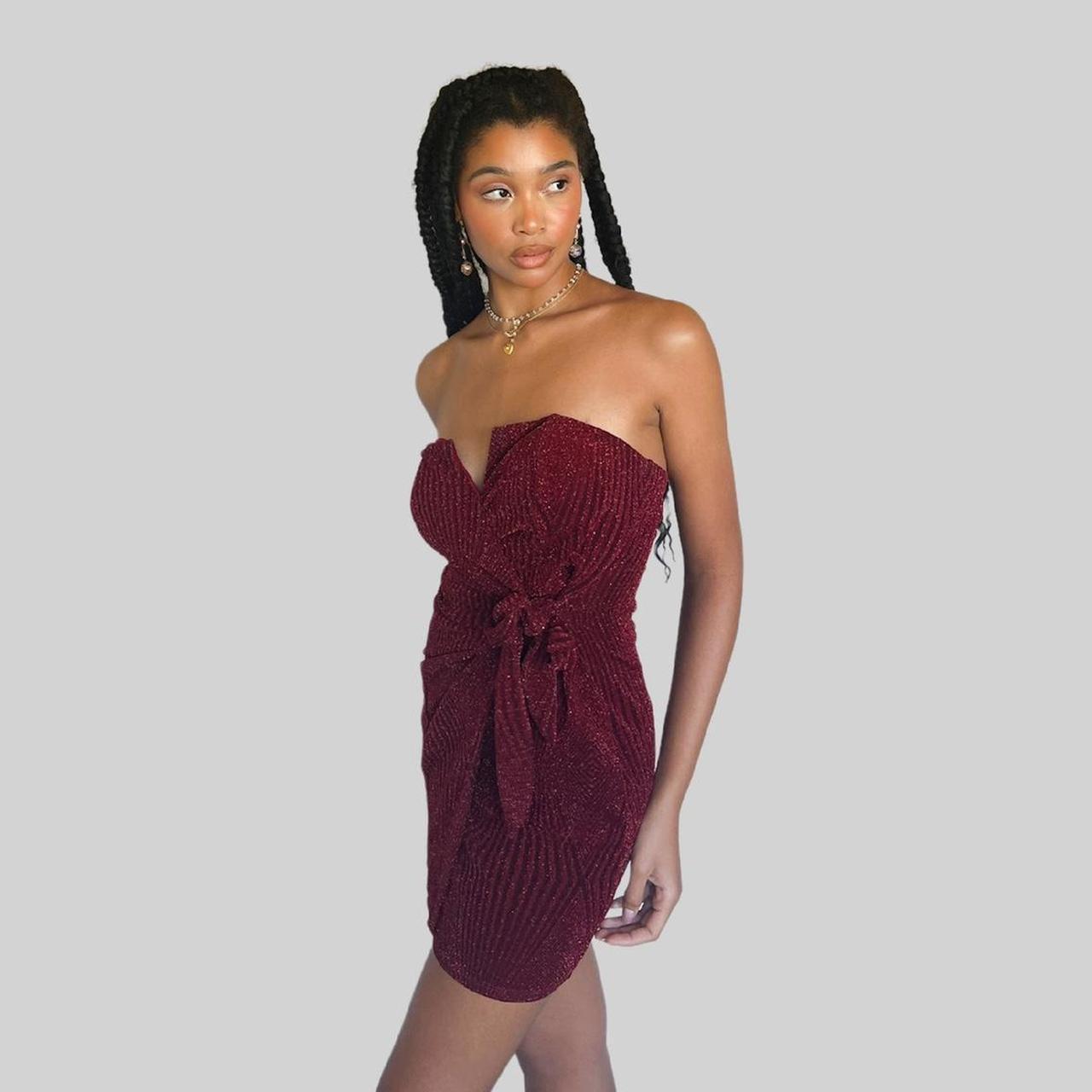 Burgundy shops strapless dress