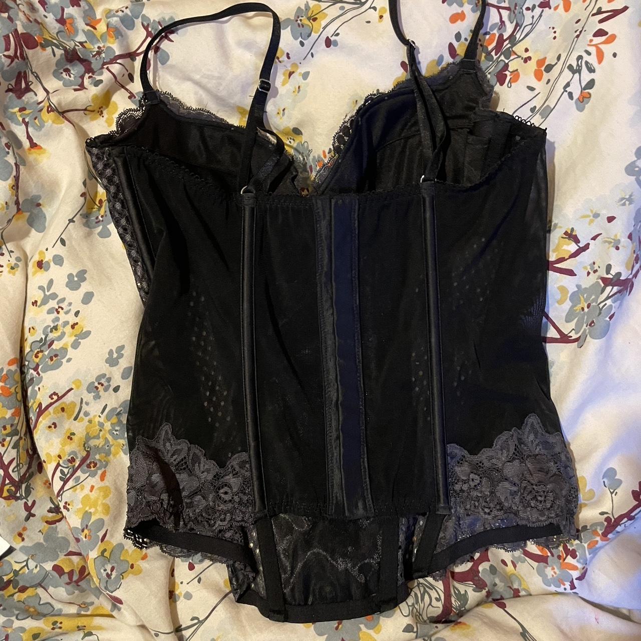 gorgeous black and grey corset top best fit size... - Depop