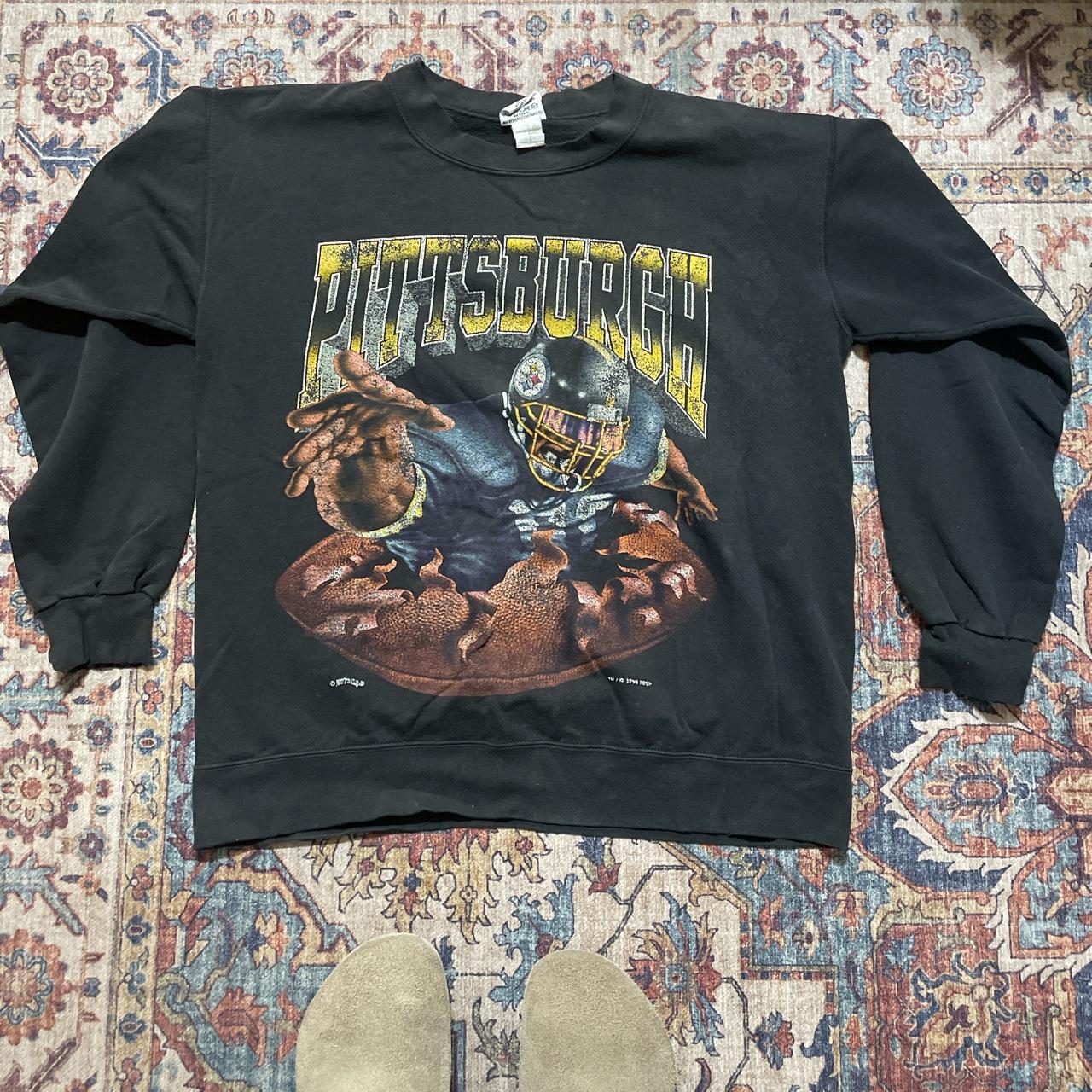 Vintage Steelers Crewneck 90s black Nutmeg - Depop