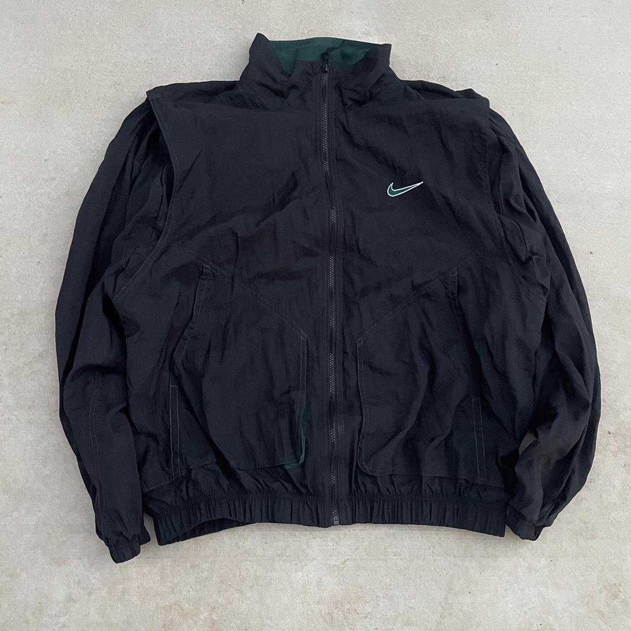 vintage 90s forest green nike jacket tagged xl fits... - Depop